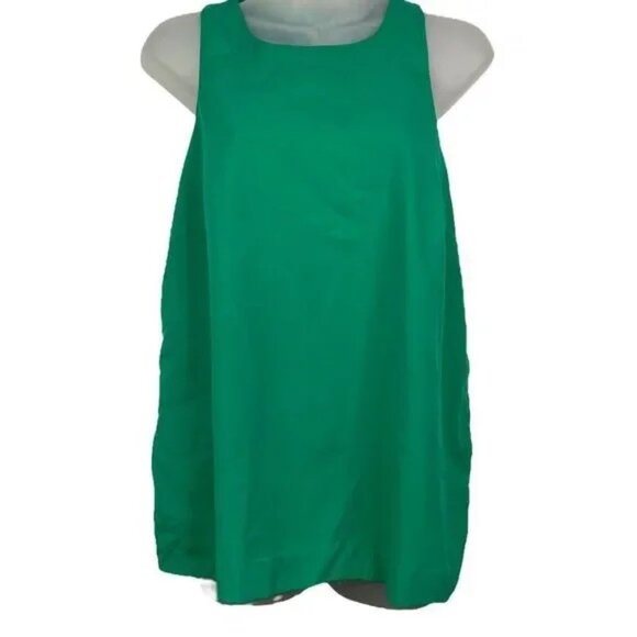 BANANA REPUBLIC WOMEN'S GREEN SLEEVELESS LINED BLOUSE WITH SIDE-SLITS SMALL - Picture 1 of 6
